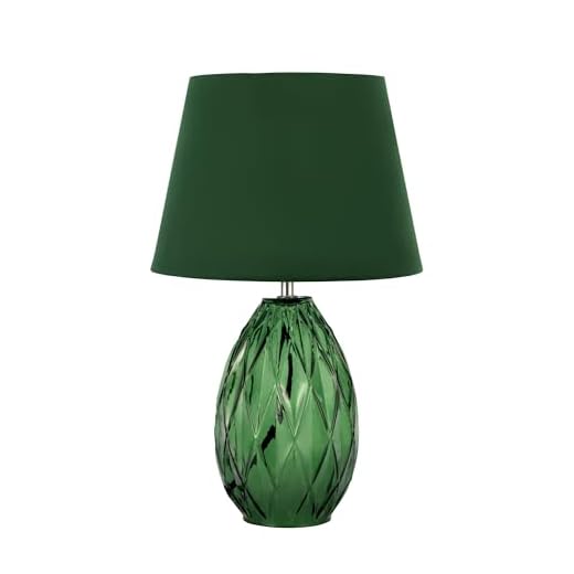 Pauleen 48156 Crystal Velvet Lampe Abat-Jour Velours Luminaire à Poser Vert Max 40W E14 230 V Verre/Tissu