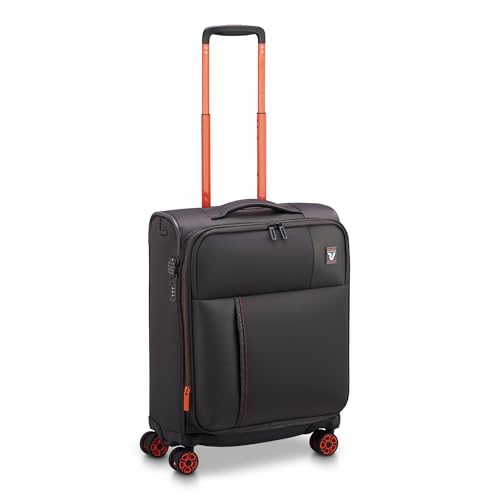 Roncato valigeria Trolley da cabina, bagaglio a mano, con chiusura a tripla combinazione con sistema TSA, realizzato in robusto poliestere. Dispone di carrello di traino telescopico con push botton,