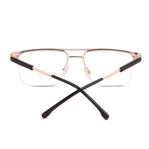 Image of Teen & 20 Rectangle Eyeglasses Frame for Men & Boys - Classic Half-Rim | Stylish & Lightweight Spectacle Frame | Durable Eyewear for Office, Study & Daily Use - TK9004