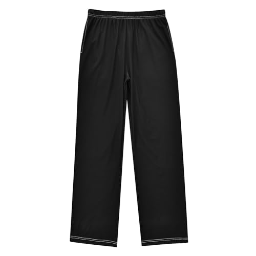 ZZXXB Black Boys Long Pants Soft Trousers Elastic Waist Kids Lounge Bottoms with Pockets S-XL