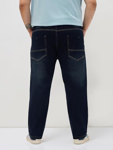 Image of Urbano Plus Men's Regular Fit Heavy Washed Denim Jeans Stretchable