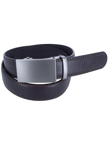 CTM Men's Sleek Leather Adjustable Ratchet Belt4