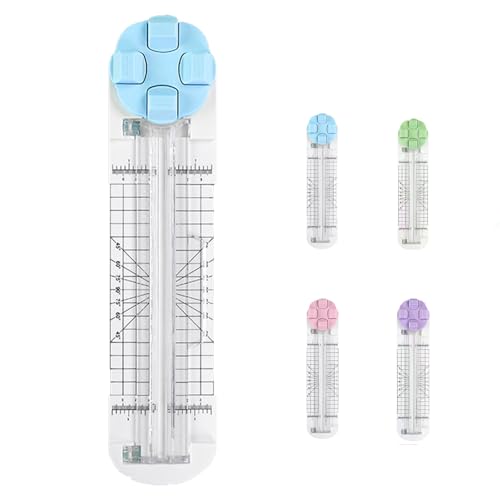 4-in-1 Multi-Function Paper Trimmer, Bidirectional Papers Cutter with Straight, Wavy, Perforation & Crease Blades, for Christmas Cards & Gift Wrapping DIY Crafts, Scrapbooking (Blue, one)