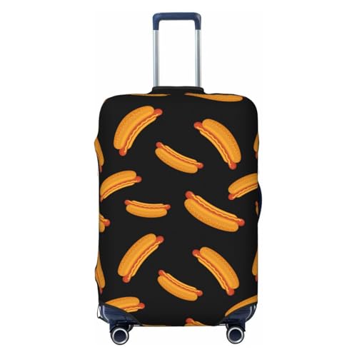 Travel Luggage Covers - Cartoon Hot Dog Print Black Elasticity Suitcase Covers Protector for Luggage 18-32 Inch