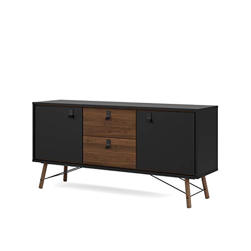 Tvilum Door, 2 Drawer Sideboard, Black Matte/Walnut #TOP7