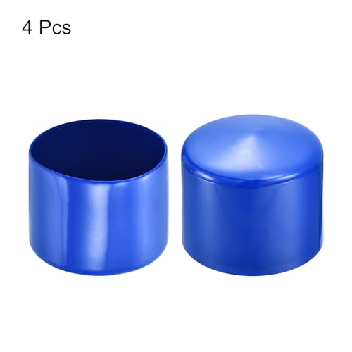 Image of uxcell 4pcs Rubber End Caps 55mm(2 3 /16 inch) ID Vinyl Round Tube Bolt Cap Cover Screw Thread Protectors Blue, 40mm Height