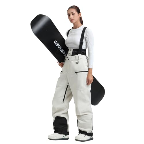GSOU SNOW Womens Baggy Snowboard Pants Ski Bibs Snow Loose Overalls Waterproof Windproof Insulated Warm