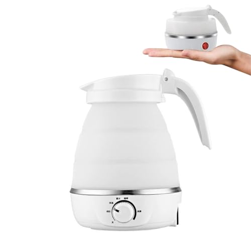 折りたためるケトル 600ml 電気ケトル 国内・海外で使用可能 携帯ポットシリコン キャンプ 電気ポット 湯沸かしコンパクト 携帯便利 旅行用品 調節可能な温度 ホワイト