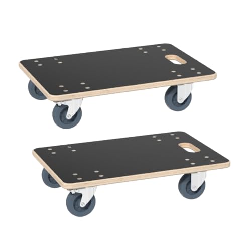 Aufun 2 Stück Rollbrett Transportroller 60x40 cm mit Bremse Möbelroller Rollbretter Transport mit Transporthilfe Umzug Möbel-Transport bis zu 200 kg Traglast robust & sicher
