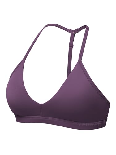 Image of YEOREO CoreFlex Sports Bras for Women Strappy Padded Halter Open Back Light Impact Deep V Neck Yoga Workout Gym Tops