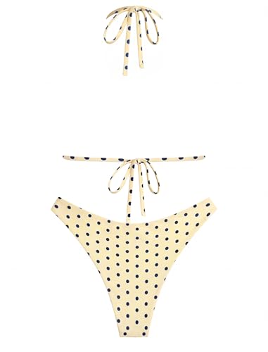Image of ZAFUL Womens Halter Bikini Sets Triangle Bikinis High Cut Swimsuits 2 Piece Bathing Suits Sexy Swimwear