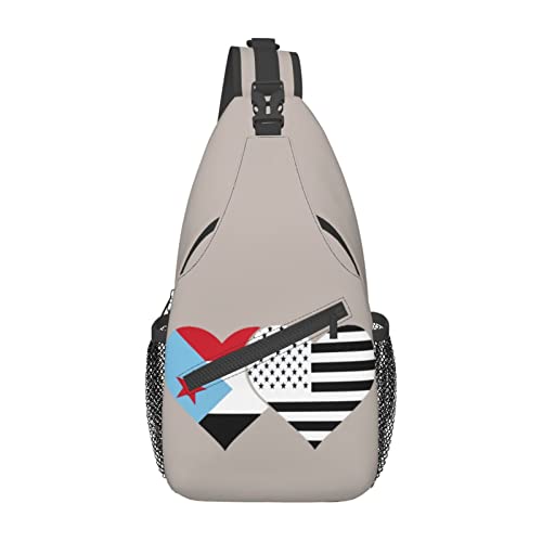 Mochila bandolera unisex negra para senderismo miniatura 2