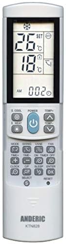 Anderic KTN828 Air Conditioner Remote Control, White – Universal, Compatible with Many Mini-Split, Window, Wall & Portable AC Units – Easy Programming, Backlit LCD, Intelligent Cool & Heat Modes