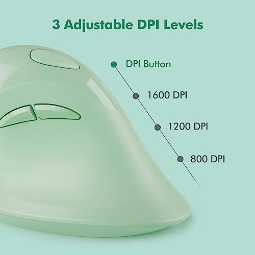 Image of MicroPack Ergonomic Vertical Wireless Mouse, Silent Cordless Mouse with USB-A & Type-C Receiver, 800 /1200 /1600 DPI, 6 Buttons, Reduces Wrist Strain for Windows, Mac, PC & Laptop Green