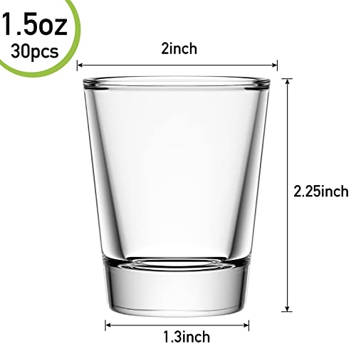 Aoeoe 30 Pack Heavy Base Shot Glass Set, 1.5 Oz Whiskey Shot Glasses, Clear Shot Glasses Bulk, Small Shot Glasses, Round Espresso Shot Glass, Glass Cups For Vodka, Whiskey, Tequila, Espresso, Liquor #TOP1