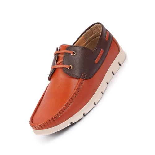 Image of FAUSTO Men's Side Lace Stitched Lace Up Boat Shoes