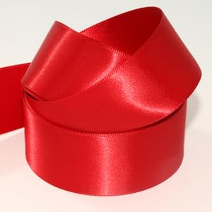 Double Faced Satin Ribbon. 7mm, 10mm, 15mm & 25mm. 58 Colours. 20m Roll (15mm, Scarlet Red Col850)