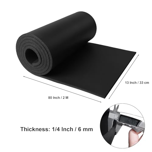 Image of DGSL Foam Insulation Neoprene Sheets No Adhesive, 13''W x 79''L x 1 /4''T | Weatherproof Soundproof Padding for Automotive, Multi-Function Soundproof Large Closed Cell Neoprene Rubber Roll, Black