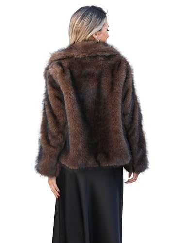 Women's Winter Faux Fur Coat Open Front Pockets Long Sleeve Fluffy Jacket3