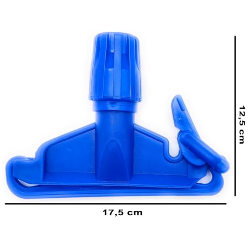 Acan Tradineur - Pinza de plástico para fregona Industrial, Apta para Mangos de hasta 2,5 cm de diámetro, Limpieza del hogar, Negocios (Azul - 12,5 x 17,5 x 4 cm) - imagen 3