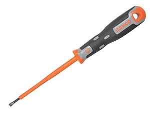 Bahco 33040100 Slotted Insulated Screwdriver, Black/Orange, 200/4.0 x 0.8 mm