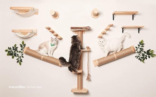Image of Wall Mounted Cat Scratching Post for Indoor Cats | Kitten Wall Shelves Climbing Furniture| Sisal Rope Cat Claw Scratcher Tree (Cat Swing)