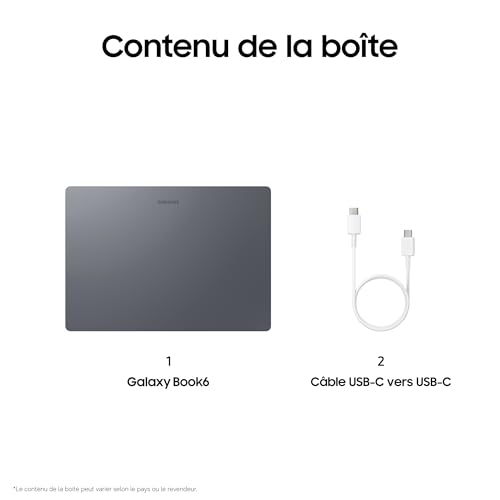 Samsung Galaxy Book6 14", Copilot+ PC, PC Portable avec IA, Processeur Intel Core Ultra 7, Mémoire 16 Go RAM, 512 Go SSD, Écran IPS, Anti-Reflet, Batterie Haute Performance, Anthracite