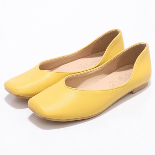 Women Flat Ballet Shoes Low Heel Shoes Square Toe Slip On Casual Driving Shoes, Size 2-15.52