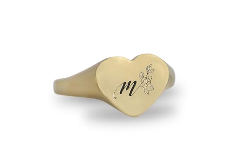 Cadeau fête des mères bague nom gravé cœur avec initiale