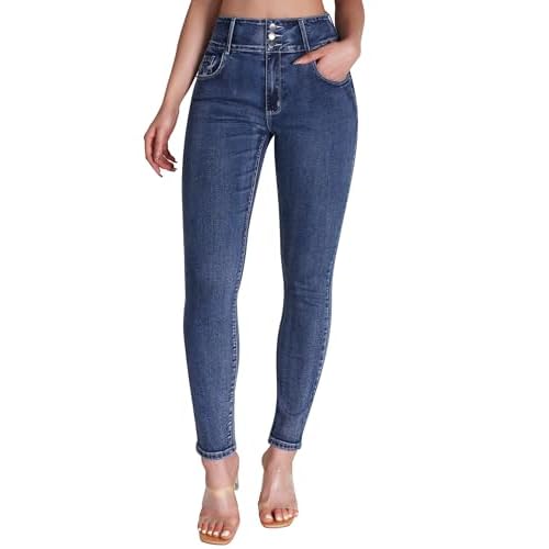 roswear Women’s High Waisted Stretchy Skinny Curvy Jeans Tummy Control Jeggings