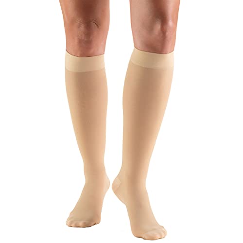Image of Truform Sheer Compression Stockings, 20-30 mmHg, Women's Knee High Length, 30 Denier, Beige, X-Large
