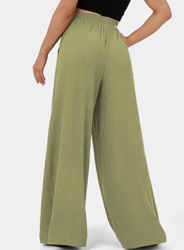Dokotoo Womens High Waist Wide Leg Pants Flowy Casual Loose Spring Summer Solid Trousers with Pocket3