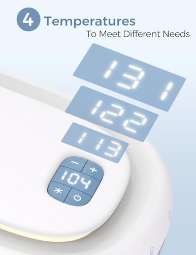 Image of Momcozy Baby Wipe Warmer, Innovative Spring Design, Large Capacity Wipes Dispenser for 60-80pcs, Fast & Even Heating, 4 Modes of Temperature Heating Control, Diaper Wipe Warmer with Night Light, Blue