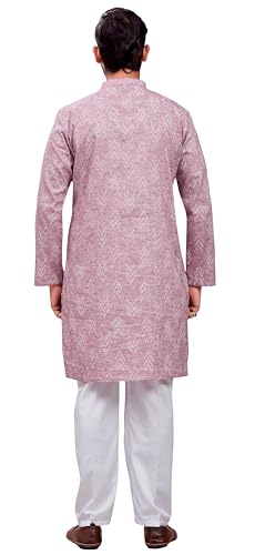 Image of Studio Shringaar Men's Cotton Blend Relaxed Fit Ikat Printed Knee Length Kurta
