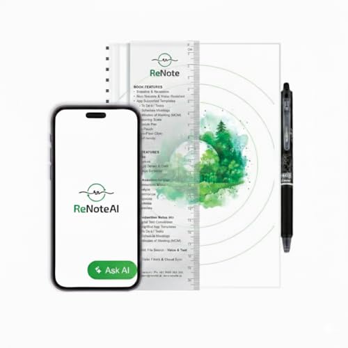 Image of ReNote Classic - Smart Reusable Notebook with AI Assistance (Handwriting OCR | AI Templates | Sketch to Image | Secure Cloud Sync | Waterproof Pages & Eco-Friendly | A5, 48 Pages |