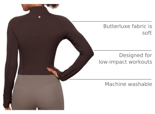 Image of CRZ YOGA Butterluxe Half Zip Crop Top | Workout, Extremely Soft, Slim Fit, Thumbholes, Side Pocket, Long Sleeve Shirts for Women