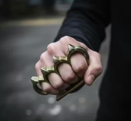 Image of Premium Self Defence Four Finger Grip Golden Ring | Heavy Duty Metal Tactical Protection Ring for Men & Women | Personal Safety Accessory | Outdoor Security & Emergency Defense Tool Pack of 1
