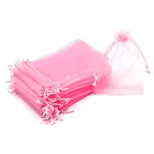Image of Dealglad 50pcs Drawstring Organza Jewelry Candy Pouch Christmas Wedding Party Favor Gift Bags (4x6, Pink)