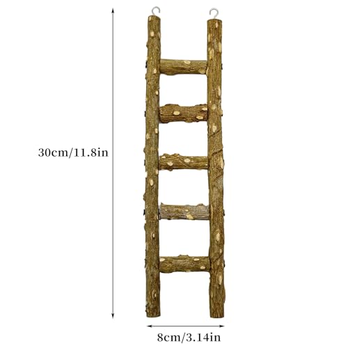 Image of Natural Wooden Bird Ladder Bird Climbing Chewing Toys for Cage Parakeets Cockatiels Parrots and Small to Medium Birds (1 Pcs)
