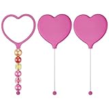 uxcell 3 Pack Beadable Mirrors with Handle, 6.4 Inch Long Heart Shape Bead Mirror Bars Removable for Women DIY Crafts Travel Makeup(Hot Pink)