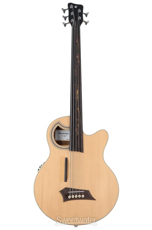Warwick RockBass Alien Deluxe Hybrid Thinline, 5-String, Fretless - Natural Transparent Satin