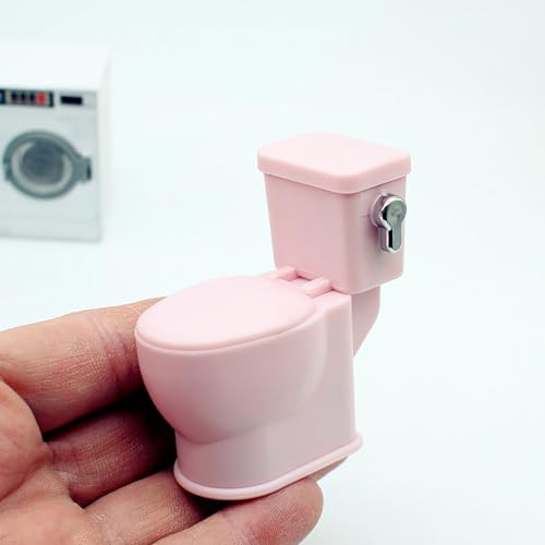 1/12 Dollhouse Simulated Flushing Toilet with Flushing Sound Dollhouse Bathroom Furniture Decoration...
