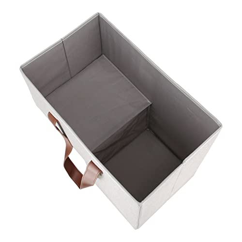 Sam And Mabel Stair Baskets For Carpeted And Wooden Stairs - 16” L X 9.4” W X 16” H Foldable Staircase Basket With Leather Handles, Stair Step Storage Organizer For Home Office Decor (Naturel Beige) #TOP6