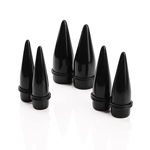 2 Pairs Black Acrylic Ear Tapers and 316L Stainless Steel Tunnels Plugs Gauges Ear Stretching Kit3