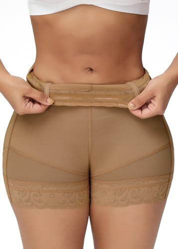 Image of SHAPSHE Butt Lifter Shapewear Shorts for Women, High-Waist Tummy Control | 4 Flexible Waist Stays | Silicone Waist & Leg Grips | Contoured Back Seams | Mesh Thigh Panels | Lace-Trimmed Leg Hem
