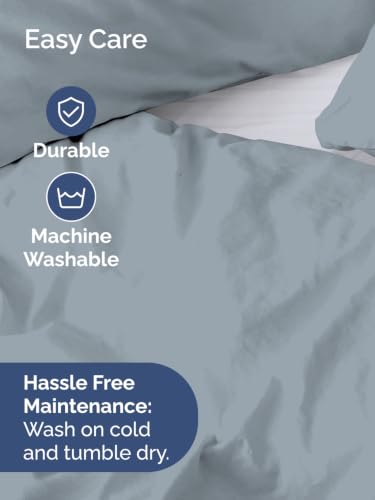 Image of Duvet Cover Queen Size - Soft 3 Piece with Zipper Closure - Steel Blue