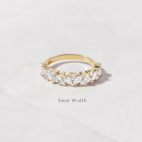 Aojun 14K Gold Filled CZ Simulated Diamond Wedding Band Ring Eternity Statement Promise Ring for Women2