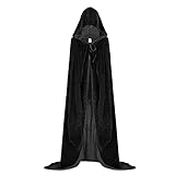 Spooktacular Creations Long Hooded Cloak Velvet Cloak Halloween Women Witch Cape Costume Accessory Black