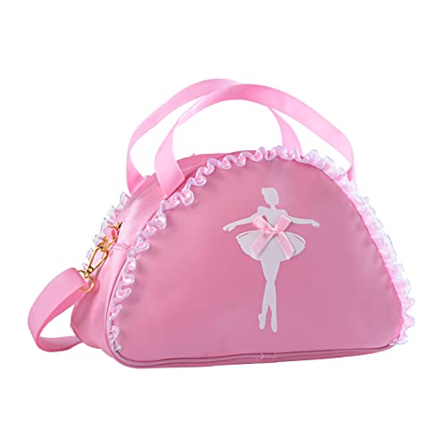 besbomig Bolsa de Ballet Danza, Rosado Bolsa de Deporte, Bolsa de Poliéster para Niña, Bailarina Gimnasio Viaje Escuela Bag con Encaje Bowknot