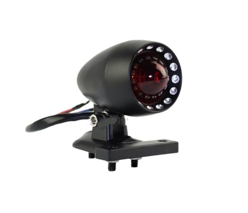 Feu arrière LED style balle avec éclairage plaque et stop haute visibilité moto